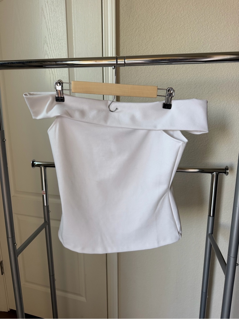 Mango White Off-Shoulder Strapless Top